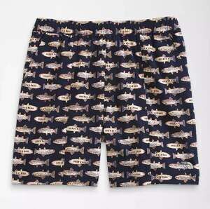The North Face Men's Class V Pull On Shorts Navy Aviator Fly Reel Trout XXL 2XL